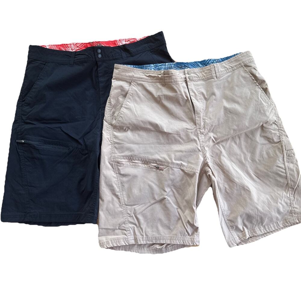 Reel Life Riptide 2 Pack Khaki And Black Shorts XL Cargo Zipper Nylon Pockets